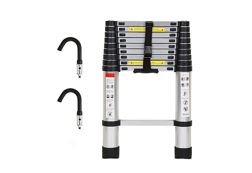 Clanmacy Teleskopleiter Teleskopleiter Alu 2,6~5m Ausziehleiter Anlegeleite günstig online kaufen