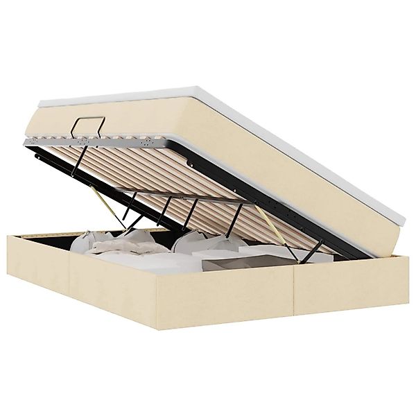 vidaXL Stauraumbett mit Matratze Creme 140 x 200 cm Polyester 3370234 günstig online kaufen