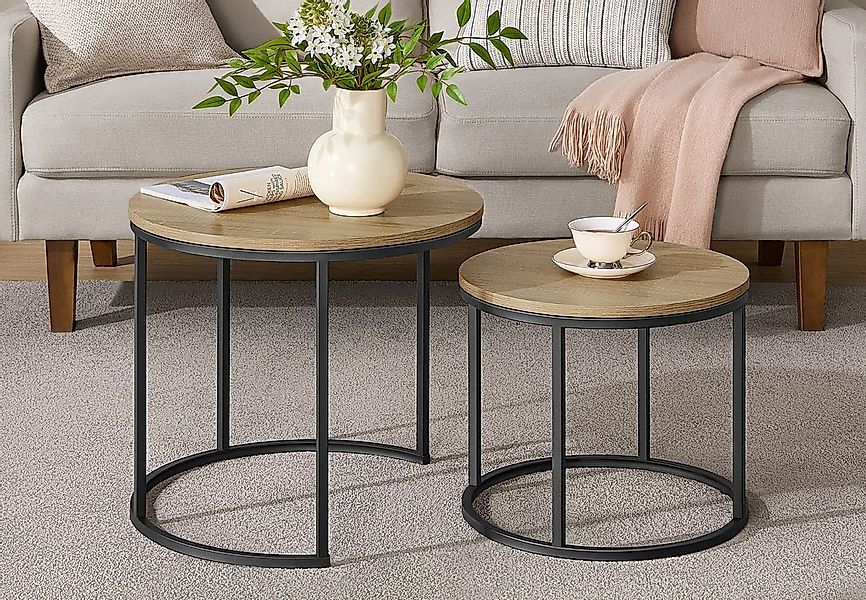 Home Collective Couchtisch 2er Set Beistelltisch Loft Design 2in1 Verschach günstig online kaufen