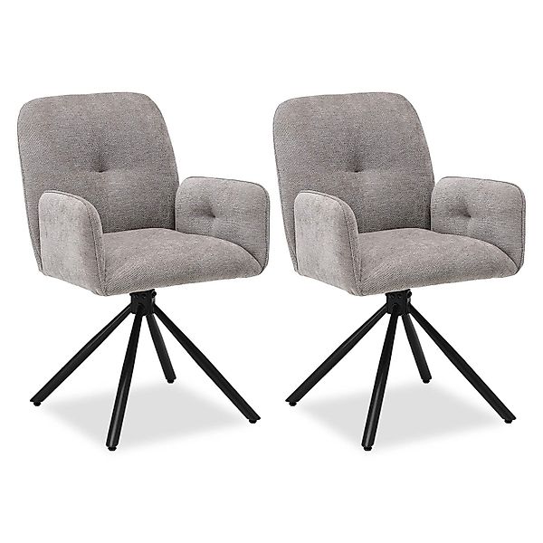 Homestyle4u Polsterstuhl 2er Set Armlehnenstuhl Drehbar Grau 3152 günstig online kaufen