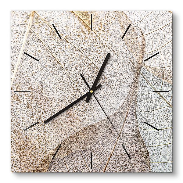 DEQORI Wanduhr 'Zarte Blattstrukturen' (Glas Glasuhr günstig online kaufen