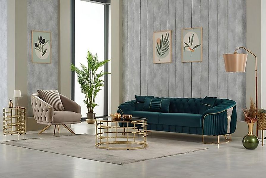 Xlmoebel Sofa Polstersofa Set mit Dreisitzer, Sessel und Couch in Grün aus günstig online kaufen