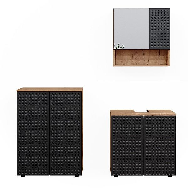 Vicco Badmöbel-Set Irma, Goldkraft Eiche/Anthrazit, 3 günstig online kaufen