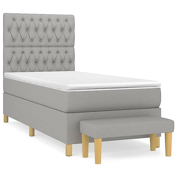 vidaXL Boxspringbett mit Matratze Hellgrau 90x190 cm Stoff1378605 günstig online kaufen