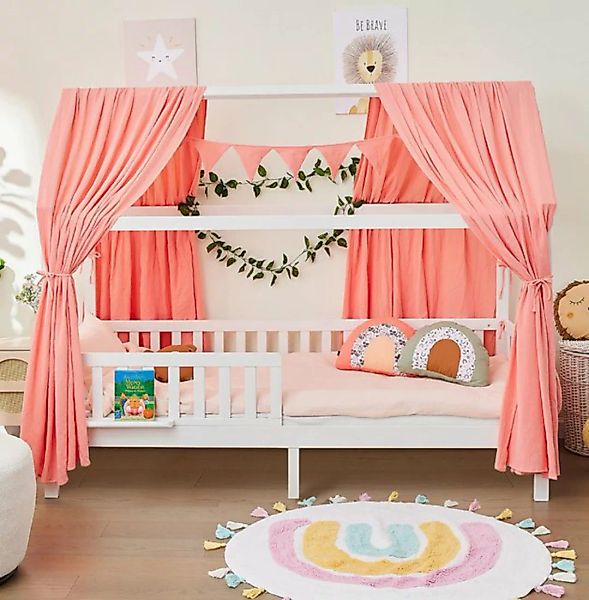 ALAVYA Home Kids Kinderbett Hausbett 80x160 cm mit Buchablage Rausfallschut günstig online kaufen