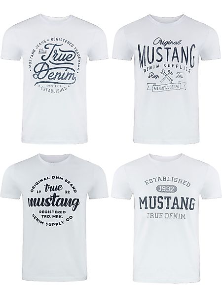 MUSTANG Tshirt Herren Baumwolle Regular Fit 4er Pack günstig online kaufen