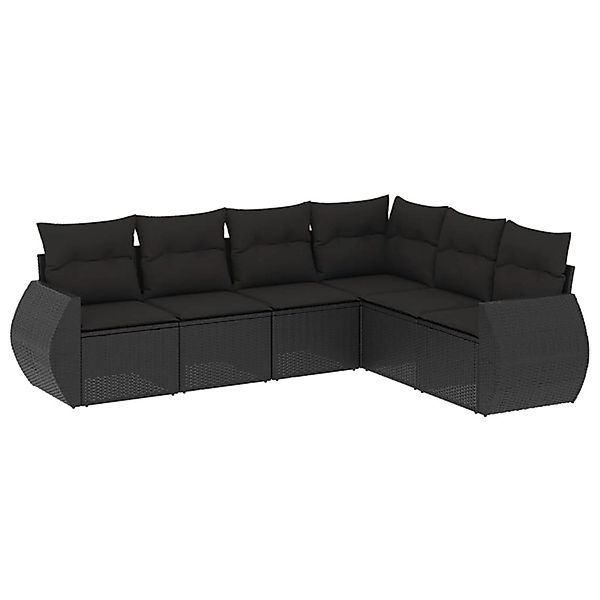 vidaXL 6-Tlg Garten-Sofagarnitur mit Kissen Schwarz Poly Rattan 3221404 günstig online kaufen
