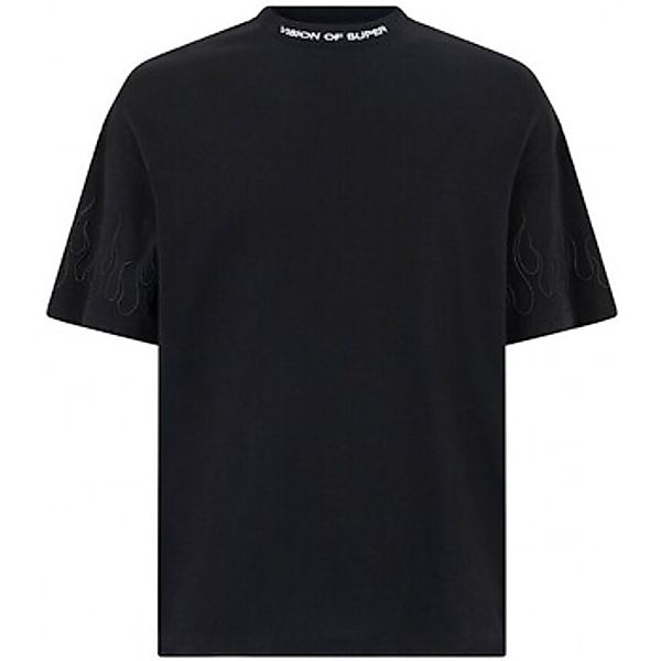 Vision Of Super  T-Shirts & Poloshirts Schwarzes T-Shirt mit schwarzen Flam günstig online kaufen