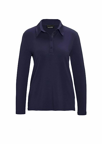 GOLDNER Poloshirt "Langarm Poloshirt mit Schmuckband an Knopfleiste" Ohne günstig online kaufen