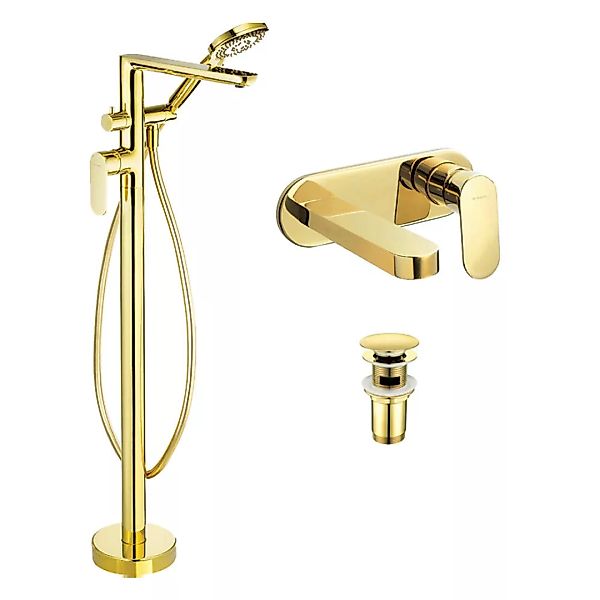 Badezimmer Badewannen Set mit Waschbeckenarmatur in gold DEANTE-30 günstig online kaufen