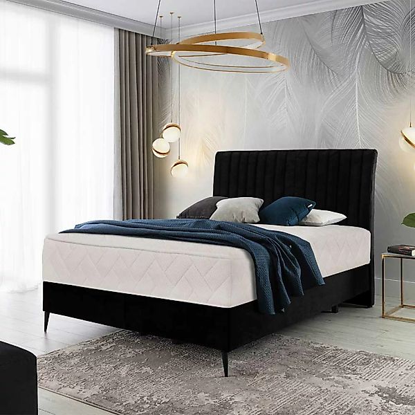 Boxspringbett Doppelbett in Schwarz aus Webstoff günstig online kaufen