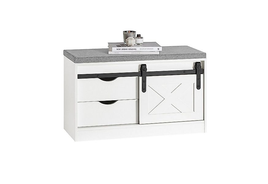 SoBuy Schuhbank FSR153, mit Sitzfläche, Schuhschrank schmal, mit Schiebetür günstig online kaufen