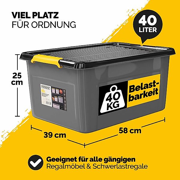 Aufbewahrungsbox 2er-Set Grau/Anthrazit 58x39x25cm stapelbar günstig online kaufen