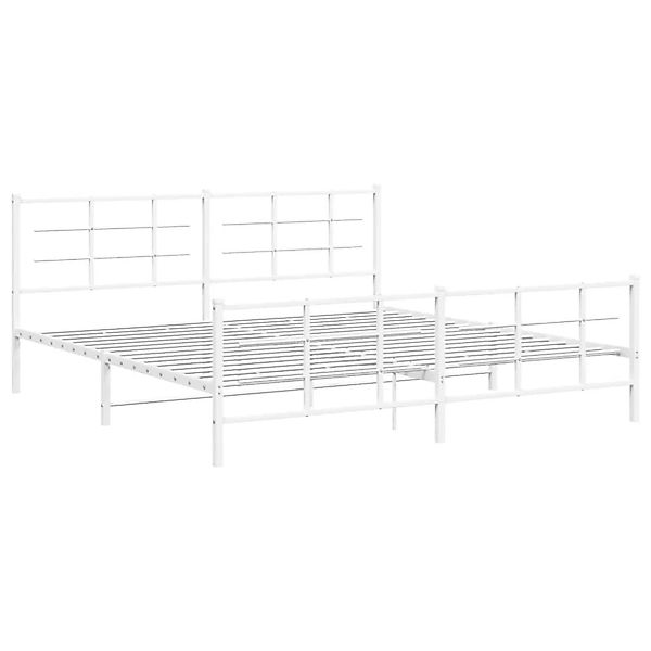 vidaXL Bettgestell mit Kopf- und Fußteil Metall Weiß 193x203 cm 355634 günstig online kaufen