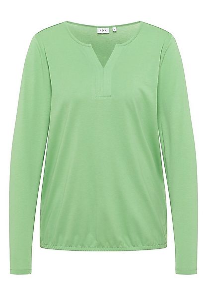 CECIL Langarmbluse - Langarmshirt Damen Baumwolle – Tunika mit Split Neck günstig online kaufen