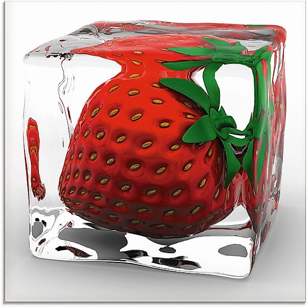 Artland Glasbild "Erdbeere in Eis" Lebensmittel 1 Stk. tlg. in verschiedene günstig online kaufen