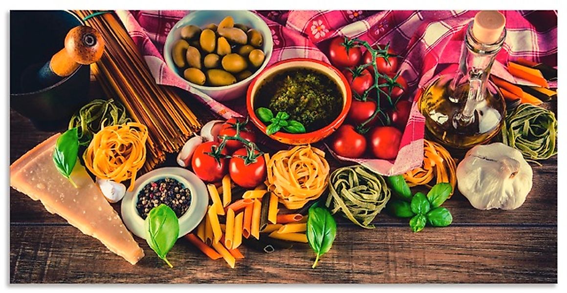 Artland Wandbild "Italienisch mediterrane Lebensmittel" Lebensmittel 1 Stk. günstig online kaufen