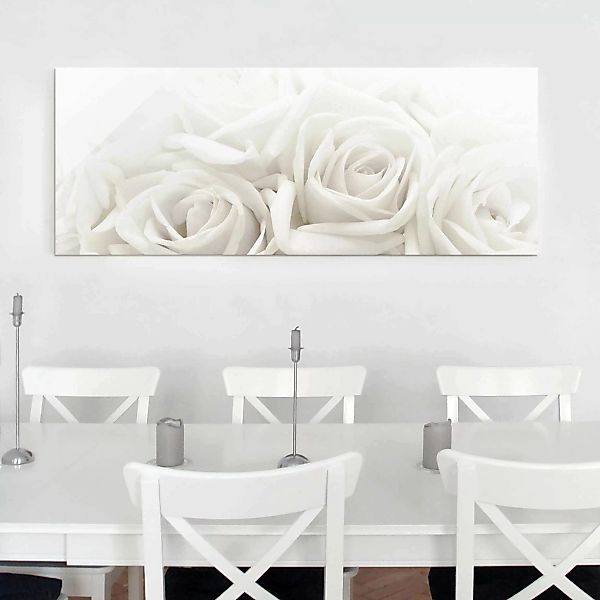 Glasbild Blumen - Panorama Wedding Roses günstig online kaufen