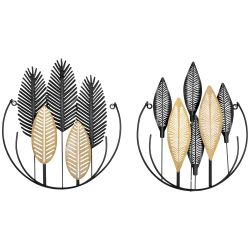 HOMCOM Wandbild Wanddekoration, Blätter (Wandschmuck, 2 günstig online kaufen