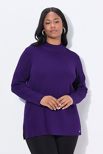 Ulla Popken Strickpullover Pullover Ripp-Stehkragen Langarm Feinstrick günstig online kaufen