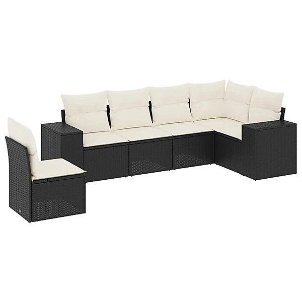 vidaXL 6-Tlg Garten-Sofagarnitur mit Kissen Schwarz Poly Rattan 3254963 günstig online kaufen