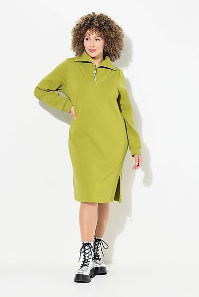Ulla Popken Jerseykleid Sweatkleid Troyerkragen Reißverschluss günstig online kaufen