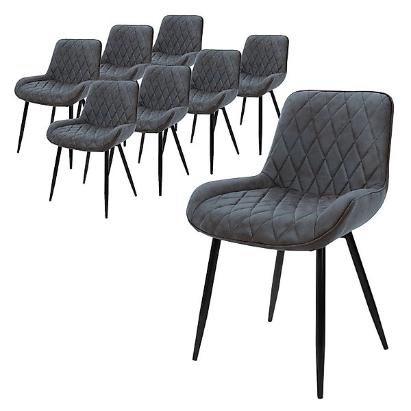 ML-Design 8Er Set Esszimmerstühle Anthrazit PU-Kunstleder mit Rücken- Armle günstig online kaufen