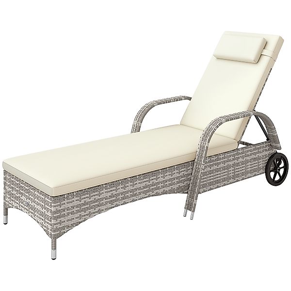 Outsunny Gartenliege Sonnenbett mit großem Komfort: Matratze, Kopfstütze, e günstig online kaufen