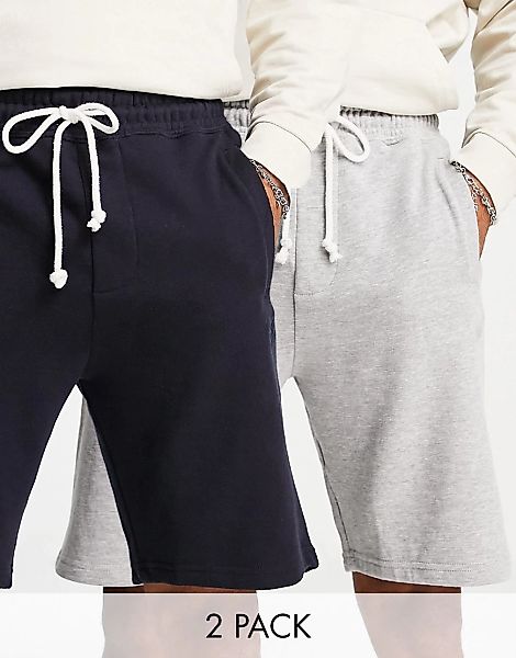 Pull&Bear – Shorts in Grau und Marineblau im 2er-Pack-Mehrfarbig günstig online kaufen