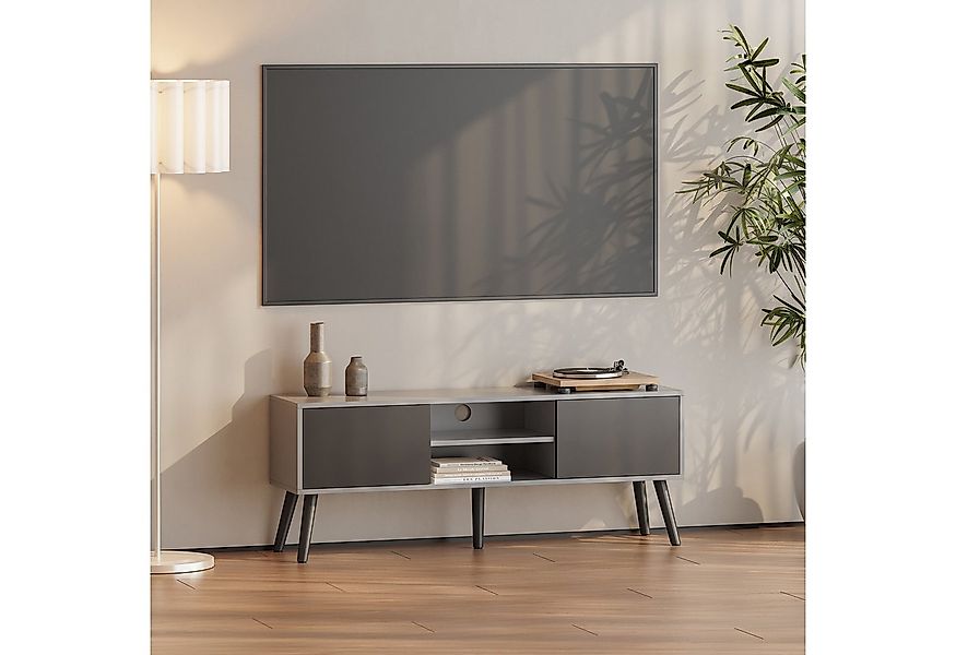 en.casa Lowboard, »Eskilstuna« Fernsehtisch 120x29,5x46,5cm Hellgrau / Schw günstig online kaufen