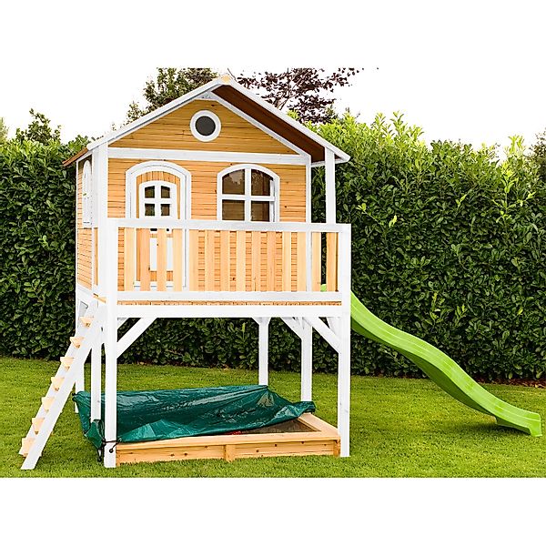 Axi Marc Spielhaus Braun - Grün mit Grauer Rutsche 212 x 432 x 293 cm günstig online kaufen