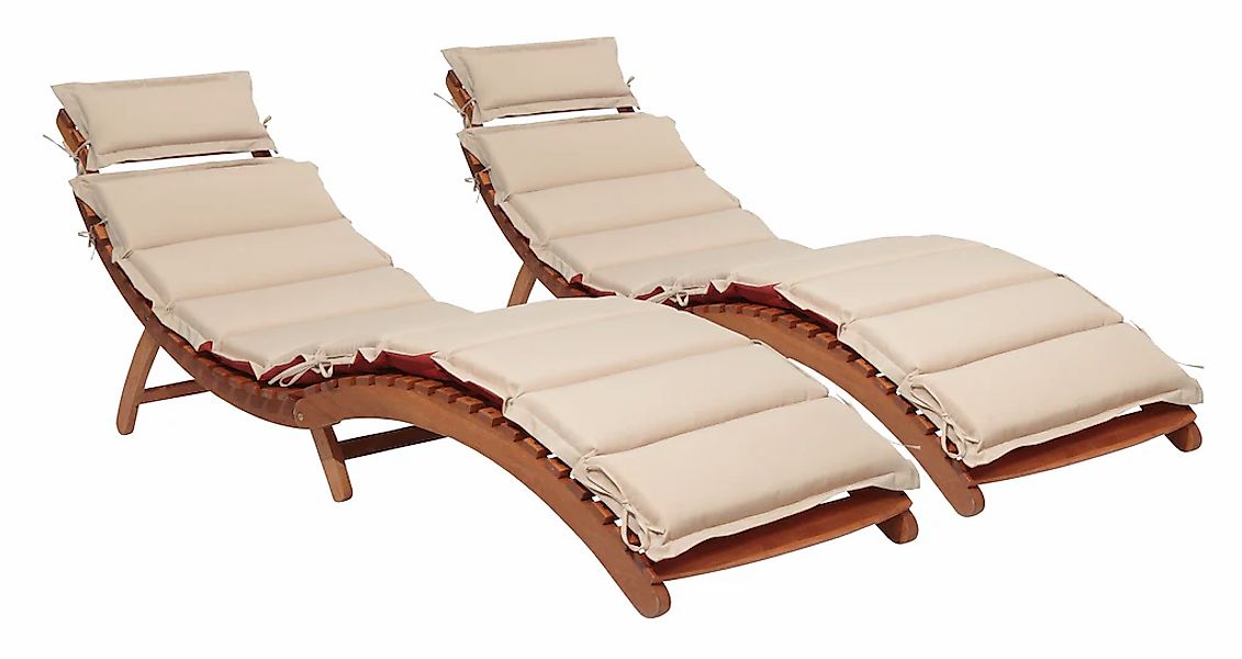 MERXX Gartenliege "Havanna", (2 Liegen, inkl. Wendeauflagen), Eukalyptushol günstig online kaufen