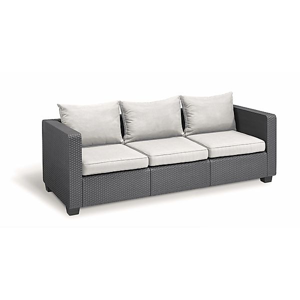 Allibert Loungesofa Salta 3-Sitzer in Anthrazit mit Kissen, Rattanoptik, We günstig online kaufen