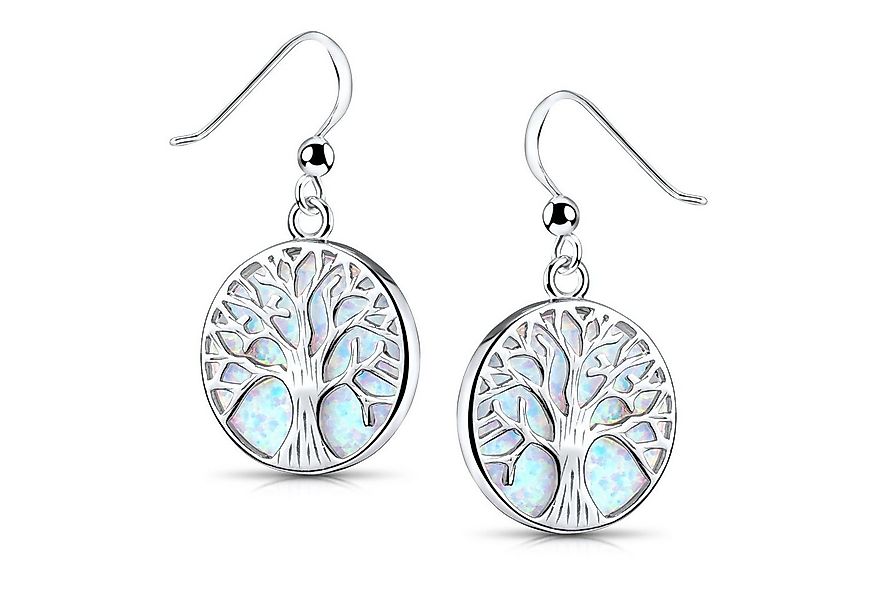Materia Paar Ohrhänger Damen Lebensbaum Opal Weiß Ø19mm SO-405, 925 Sterlin günstig online kaufen