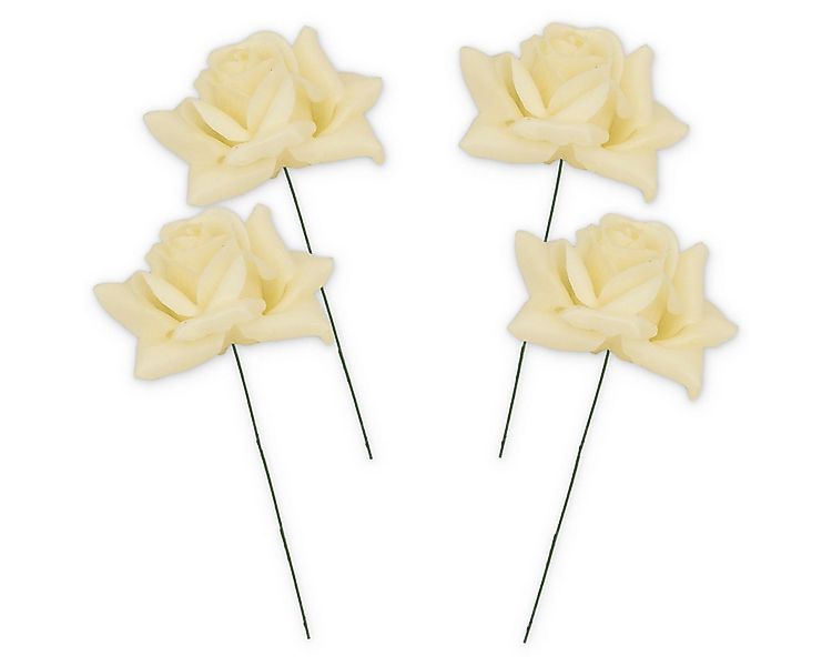 Kunstblume Wachsrosen mit Stiel als Kunstrosen Rosen-Blüten in creme-weiß R günstig online kaufen