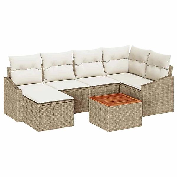 vidaXL Garten-Sofa-Set 7-Tlg Beige Weiß 3356524 günstig online kaufen