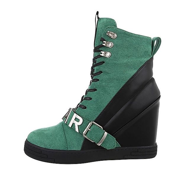 Ital-Design Damen Freizeit Schnürstiefelette Keilabsatz/Wedge High-Heel Sti günstig online kaufen