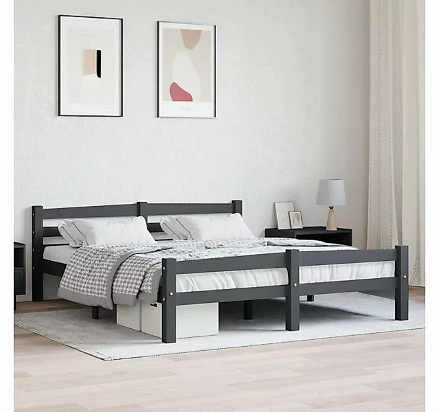 furnicato Bett Massivholzbett Dunkelgrau Kiefer 160x200 cm günstig online kaufen