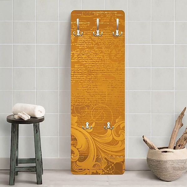Wandgarderobe Holzpaneel Muster & Textur Goldener Barock günstig online kaufen