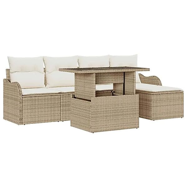 vidaXL Gartensofa-Set mit Kissen 6 Stk Beige Polyrattan 3357184 günstig online kaufen