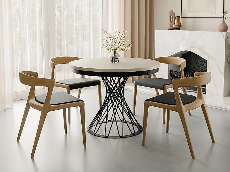 Compleo Esstisch Küchentisch, Runder Esszimmertisch 100-140, Metallbeine LU günstig online kaufen