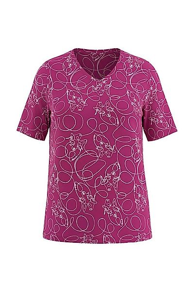 Ulla Popken T-Shirt T-Shirt Tiere Classic V-Ausschnitt Halbarm günstig online kaufen