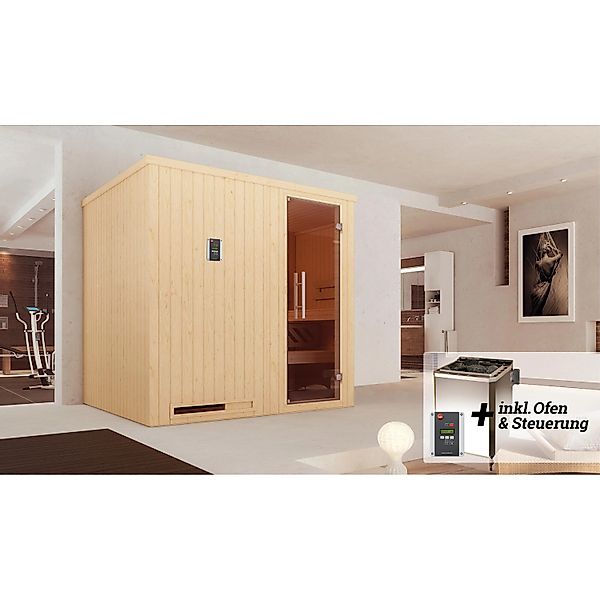 Weka Elementsauna Halmstad 2 Sparset 7,5 kW BioS Glastür günstig online kaufen