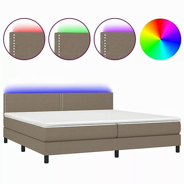 vidaXL Boxspringbett Boxspringbett mit Matratze LED Taupe 200x200 cm Stoff günstig online kaufen