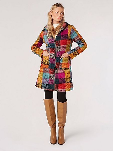 Apricot Wollmantel Cardigan-Jacke mit Kapuze, mit Patchwork-Look günstig online kaufen