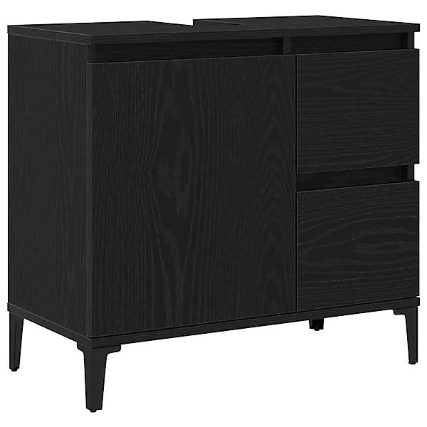 vidaXL Badezimmerschrank mit Tür Schwarz Eichen-Optik 65 x 33 x 60 cm 86281 günstig online kaufen