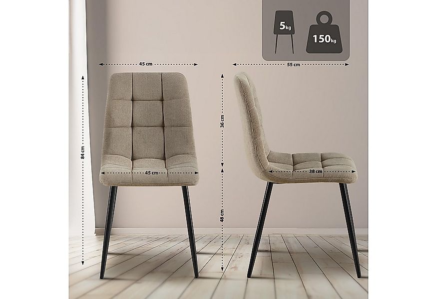 CLP Esszimmerstuhl Tilde (4er Set, 4 St), mit Rückenlehne, Metallgestell, b günstig online kaufen