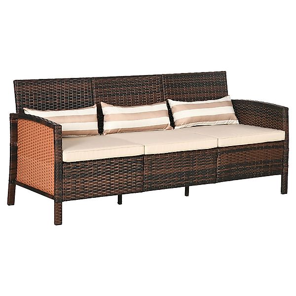 Outsunny Gartensofa braun Stahl B/H/L: ca. 68x78x173 cm günstig online kaufen