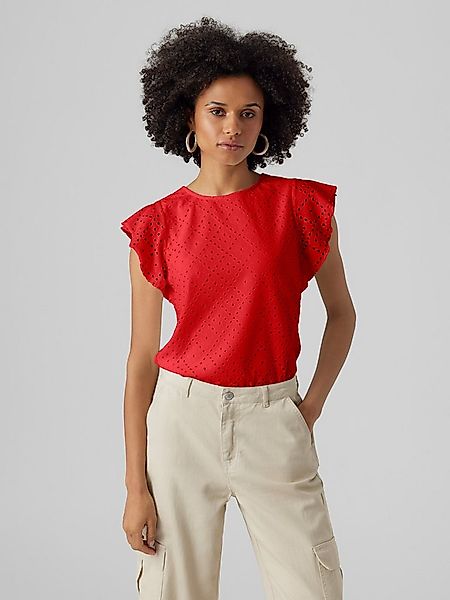 Vero Moda Rundhalsshirt VMTASSA SL FRILL TOP NOOS Materialmix, loose fit günstig online kaufen