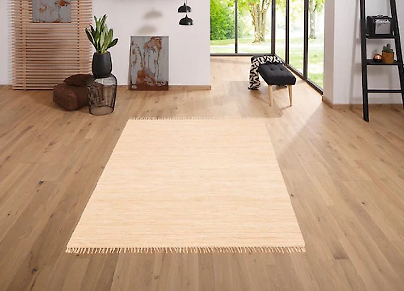 my home Teppich »Paul«, rechteckig, 5 mm Höhe, Wendeteppich, Uni, handgeweb günstig online kaufen